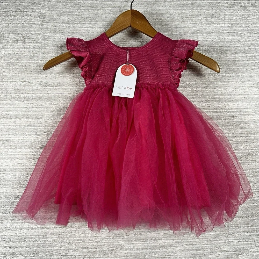 Pink Tutu Dress‎ Baby Girl Hot Pink Tulle Birthday Cake Smash Princess Photo